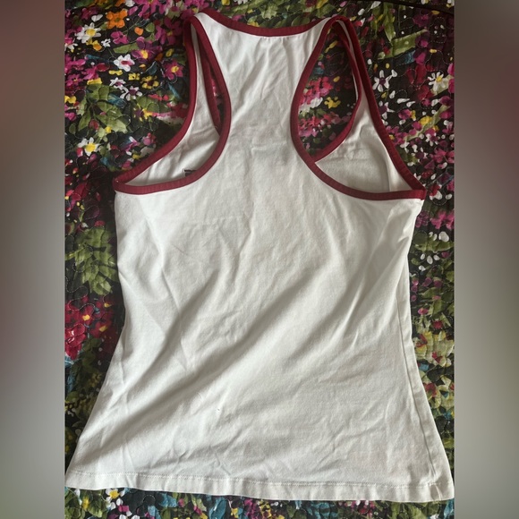 GUESS Women's Cotton White and Red Racerback Tank Top - Picture 5 of 5